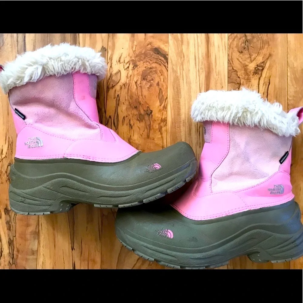 THE NORTH FACE girls size 7 Greenland Heat Seeker Snow Boots pink tan waterproof